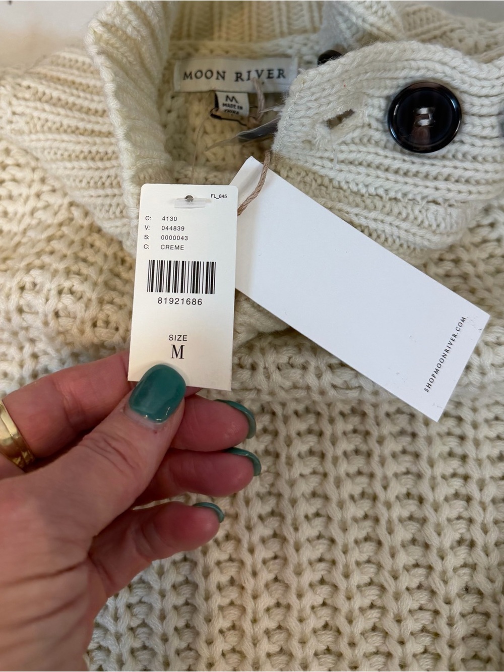 Anthropologie Moon River Cream Knit High Mock Neck Sweater Dress Women’s Medium - Picture 9 of 13